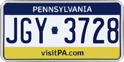 PA license plate JGY3728