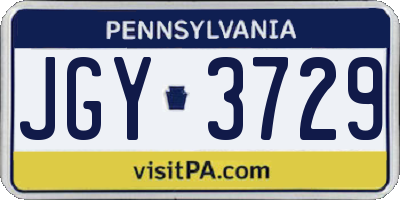 PA license plate JGY3729