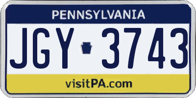PA license plate JGY3743