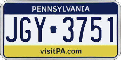 PA license plate JGY3751
