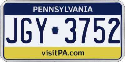 PA license plate JGY3752