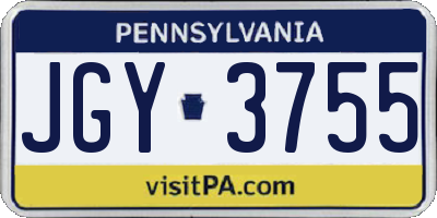 PA license plate JGY3755