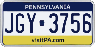 PA license plate JGY3756