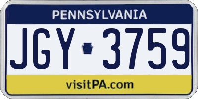 PA license plate JGY3759