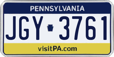 PA license plate JGY3761