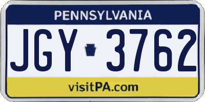 PA license plate JGY3762