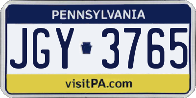 PA license plate JGY3765