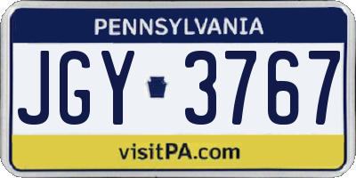 PA license plate JGY3767