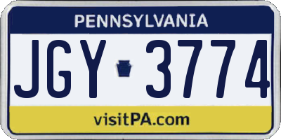 PA license plate JGY3774