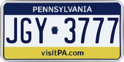 PA license plate JGY3777