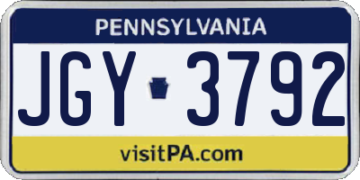 PA license plate JGY3792