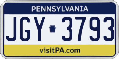 PA license plate JGY3793