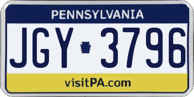PA license plate JGY3796