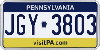 PA license plate JGY3803