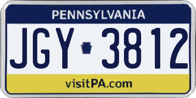 PA license plate JGY3812