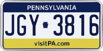 PA license plate JGY3816