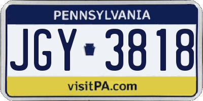 PA license plate JGY3818