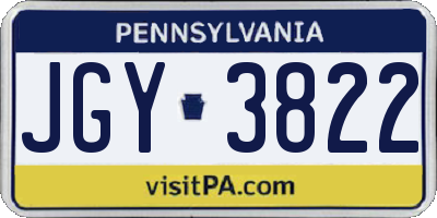 PA license plate JGY3822