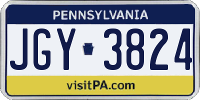 PA license plate JGY3824