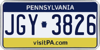 PA license plate JGY3826