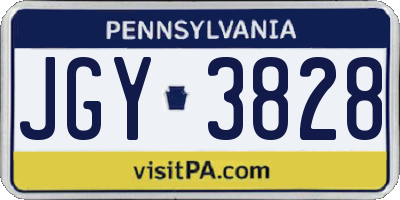 PA license plate JGY3828