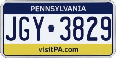 PA license plate JGY3829