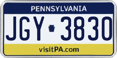 PA license plate JGY3830