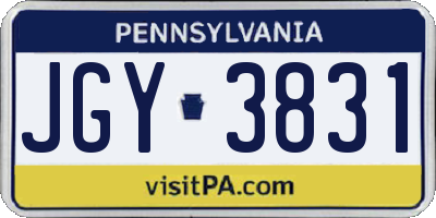 PA license plate JGY3831