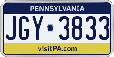 PA license plate JGY3833