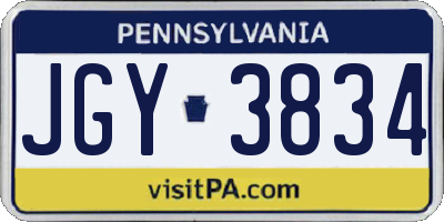 PA license plate JGY3834