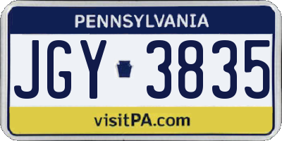 PA license plate JGY3835