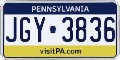 PA license plate JGY3836