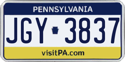 PA license plate JGY3837