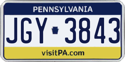 PA license plate JGY3843