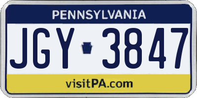 PA license plate JGY3847