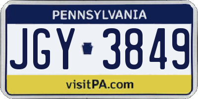 PA license plate JGY3849