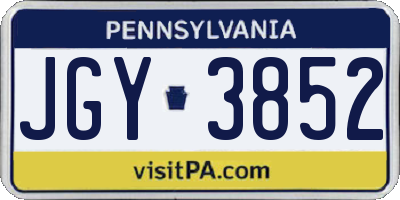 PA license plate JGY3852