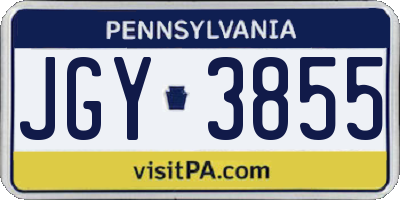 PA license plate JGY3855