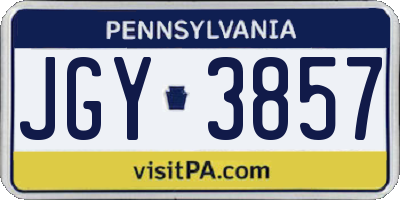 PA license plate JGY3857