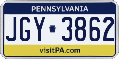 PA license plate JGY3862
