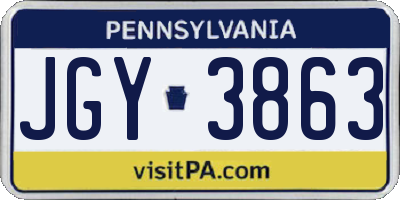 PA license plate JGY3863