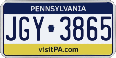 PA license plate JGY3865