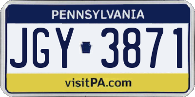 PA license plate JGY3871