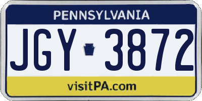 PA license plate JGY3872