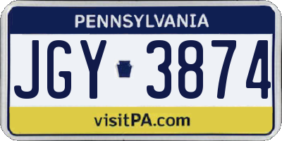 PA license plate JGY3874