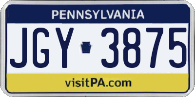PA license plate JGY3875