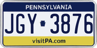 PA license plate JGY3876