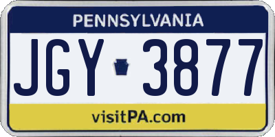 PA license plate JGY3877
