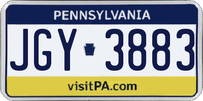 PA license plate JGY3883