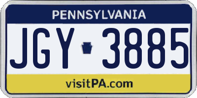 PA license plate JGY3885